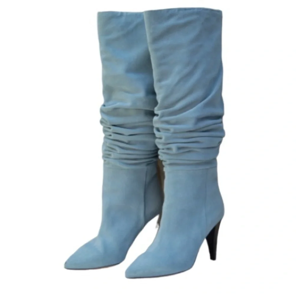 Nwt IRO Revolve Bailey Boot In Light Blue Suede Knee High Boot SIZE 36-6 - Picture 2 of 8